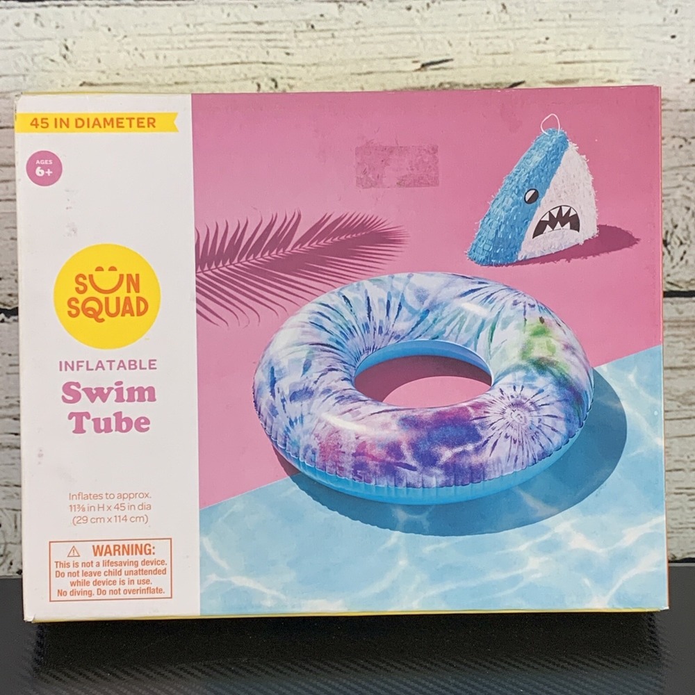 Sun Squad Inflatable Swim Tube Tie Dye 45 in Diameter Pool‎ Float NOS